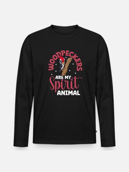 Lieblingstier - Specht - Männer Premium Bio Langarmshirt - Schwarz