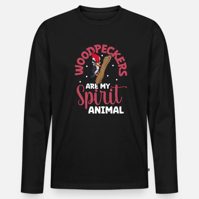 Lieblingstier - Specht - Männer Premium Bio Langarmshirt - Schwarz