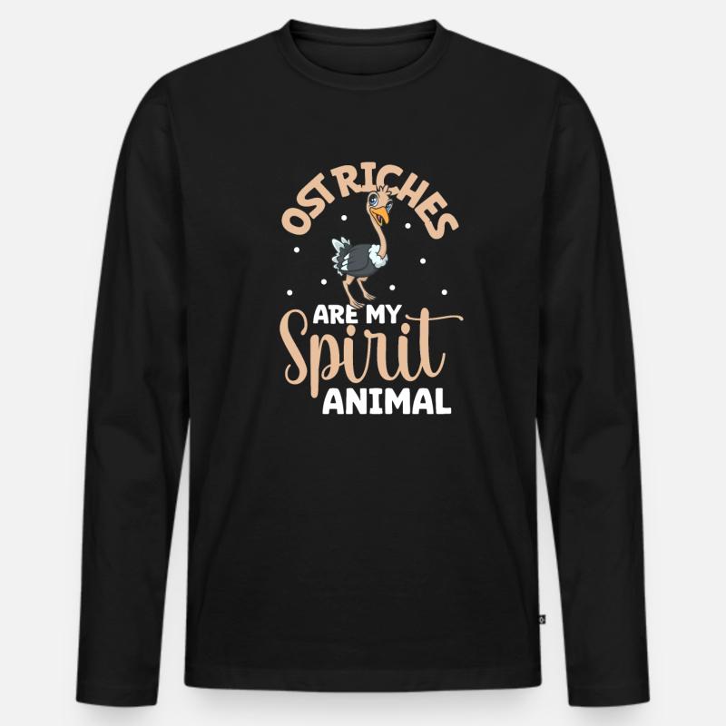 Lieblingstier - Strauß - Männer Premium Bio Langarmshirt - Schwarz