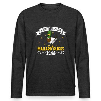 J’aime mon canard colvert - T-shirt manches longues Premium bio Homme - anthracite chiné - Devant - Nico (187cm)