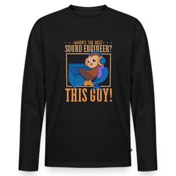 Hibou à la table de mixage - Ingénieur du son - T-shirt manches longues Premium bio Homme - noir - Devant - Nico (187cm)