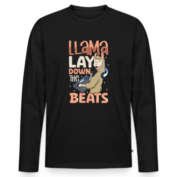 Lama à la table de mixage - Ingénieur du son - T-shirt manches longues Premium bio Homme - noir - Devant - Nico (187cm)