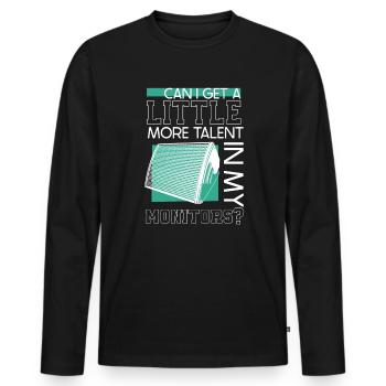 Mehr Talent im Monitor - Tontechniker - Männer Premium Bio Langarmshirt - Schwarz - Vorne - Nico (187cm)