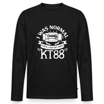 Normal up to the first KT88 vacuum tube - Men's Premium Organic Long Sleeve Shirt - black - Front - Nico (187cm)