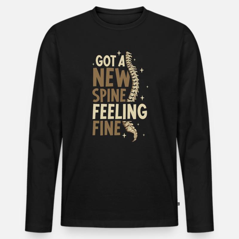 Neuer Wirbelsäule - Rücken OP - Männer Premium Bio Langarmshirt - Schwarz
