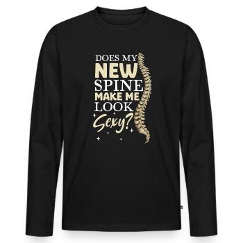 Est-ce que ma nouvelle colonne vertébrale me rend sexy ? Chirurgie du dos - T-shirt manches longues Premium bio Homme - noir - Devant - Nico (187cm)
