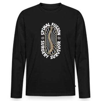 Rücken OP Überlebender - Männer Premium Bio Langarmshirt - Schwarz - Vorne - Nico (187cm)