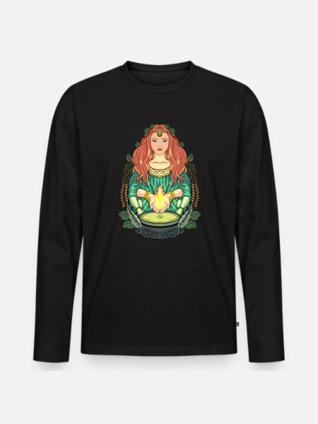 Gott der keltischen Mythologie - Brigid - Männer Premium Bio Langarmshirt - Schwarz