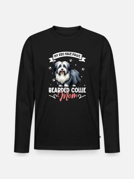 Bearded Collie Mama - Männer Premium Bio Langarmshirt - Schwarz