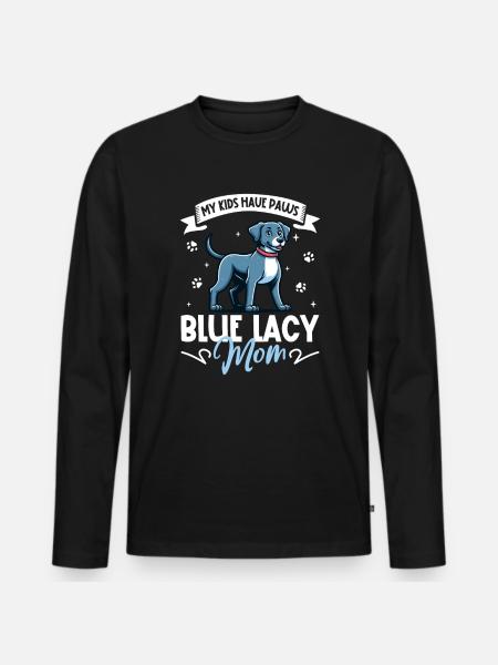 Blue Lacy Mama - Männer Premium Bio Langarmshirt - Schwarz