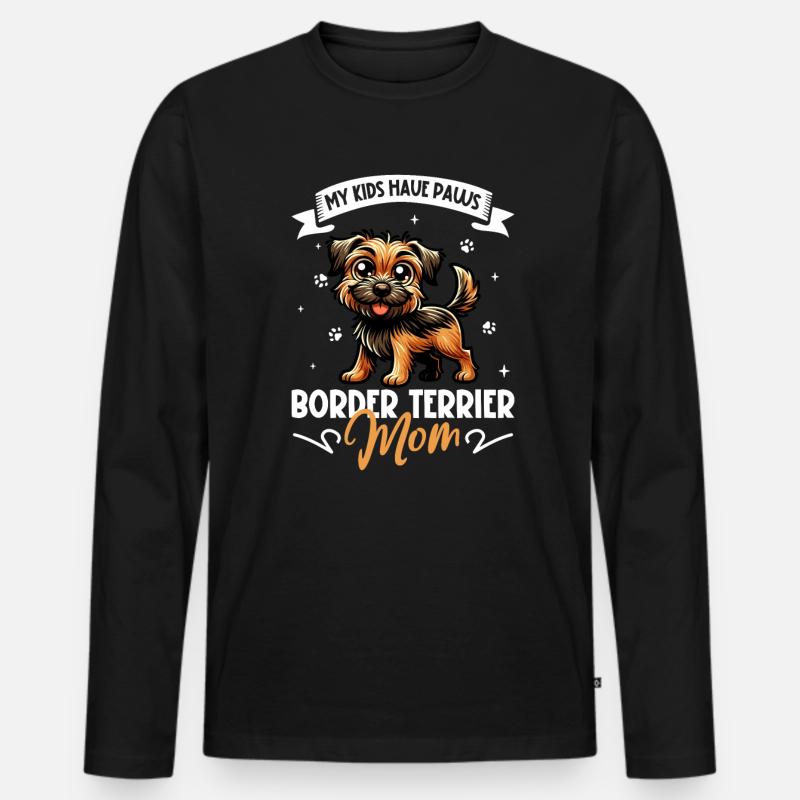 Border Terrier Mama - Männer Premium Bio Langarmshirt - Schwarz