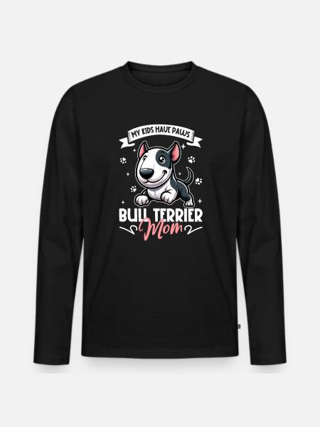 Bullterrier Mama - Männer Premium Bio Langarmshirt - Schwarz