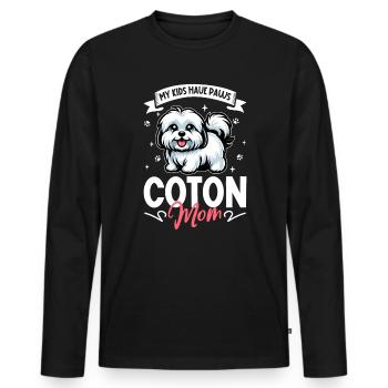 Coton de Tulear Mama - T-shirt manches longues Premium bio Homme - noir - Devant - Nico (187cm)