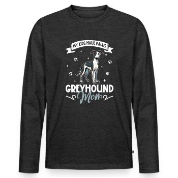 Greyhound Mama - T-shirt manches longues Premium bio Homme - anthracite chiné - Devant - Nico (187cm)