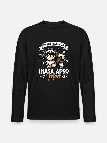 Lhasa Apso Mama - Männer Premium Bio Langarmshirt - Schwarz