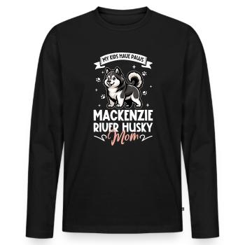 Maman husky du fleuve Mackenzie - T-shirt manches longues Premium bio Homme - noir - Devant - Nico (187cm)