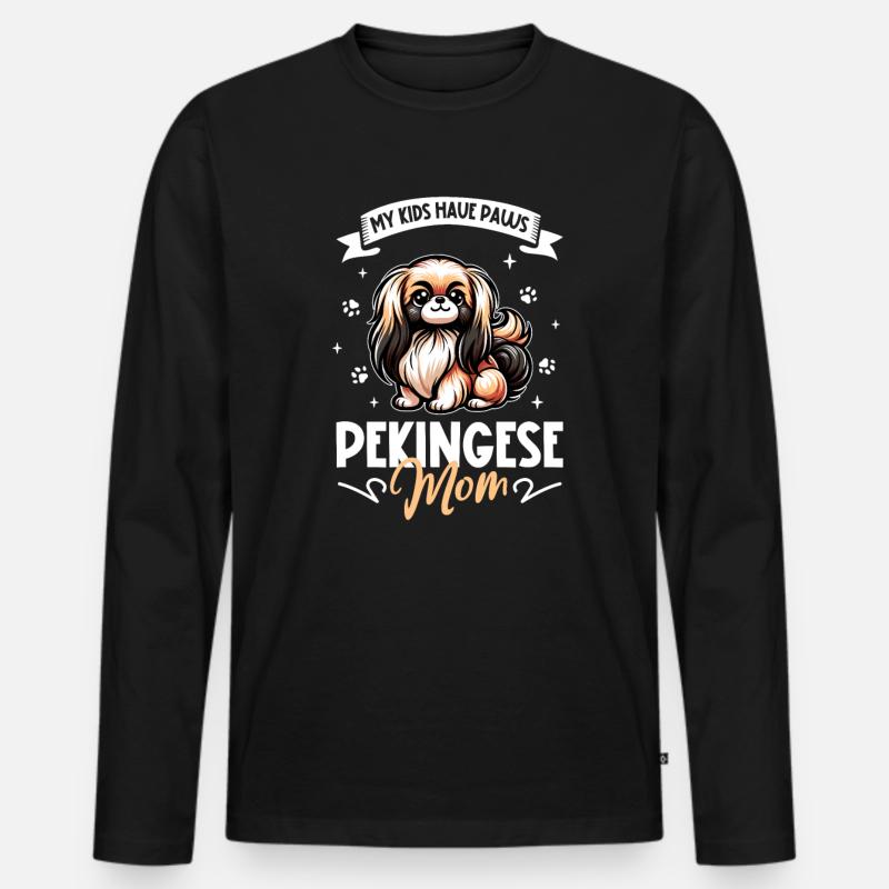 Pekingese Mama - Männer Premium Bio Langarmshirt - Schwarz