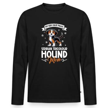 Dreifarbiger Serbischer Laufhund Mama - Männer Premium Bio Langarmshirt - Schwarz - Vorne - Nico (187cm)