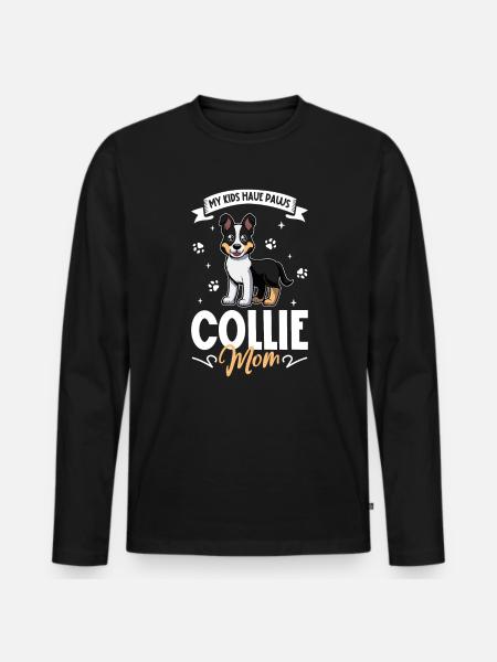 Short-haired collie mom - Men's Premium Organic Long Sleeve Shirt - black