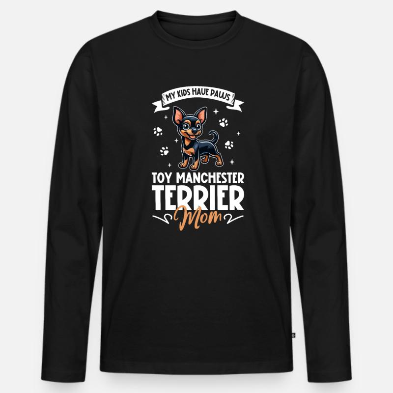 Manchester Terrier Mama - Männer Premium Bio Langarmshirt - Schwarz