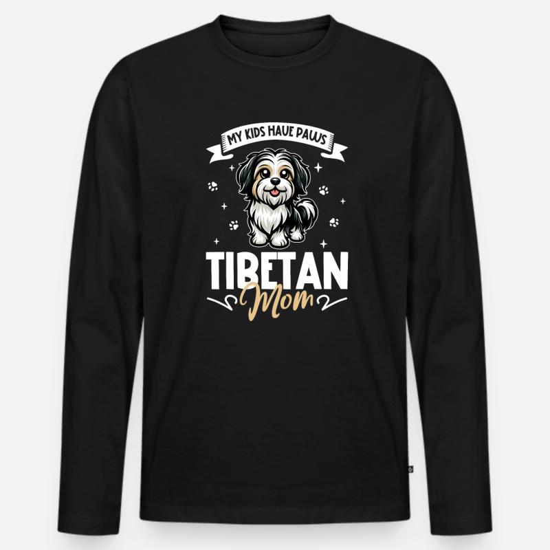 Tibet-Terrier Mama - Männer Premium Bio Langarmshirt - Schwarz