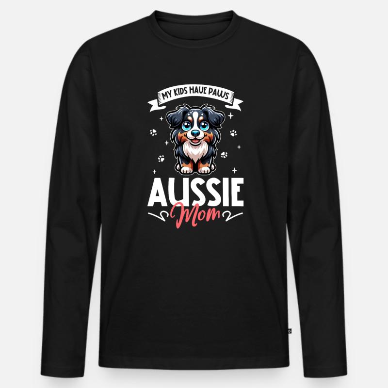 Australian Shepherd Mama - Männer Premium Bio Langarmshirt - Schwarz