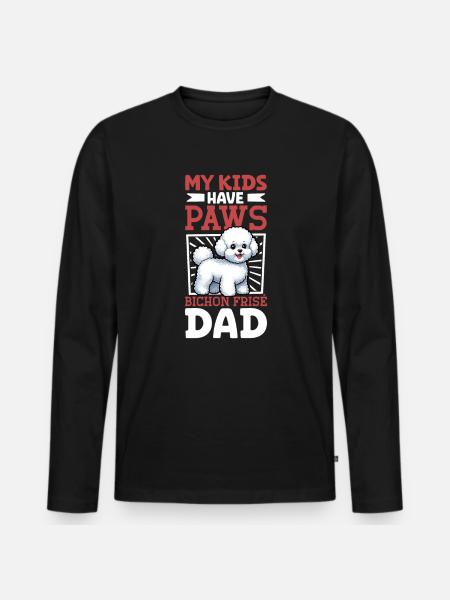 Bichon Frisé Papa - Männer Premium Bio Langarmshirt - Schwarz