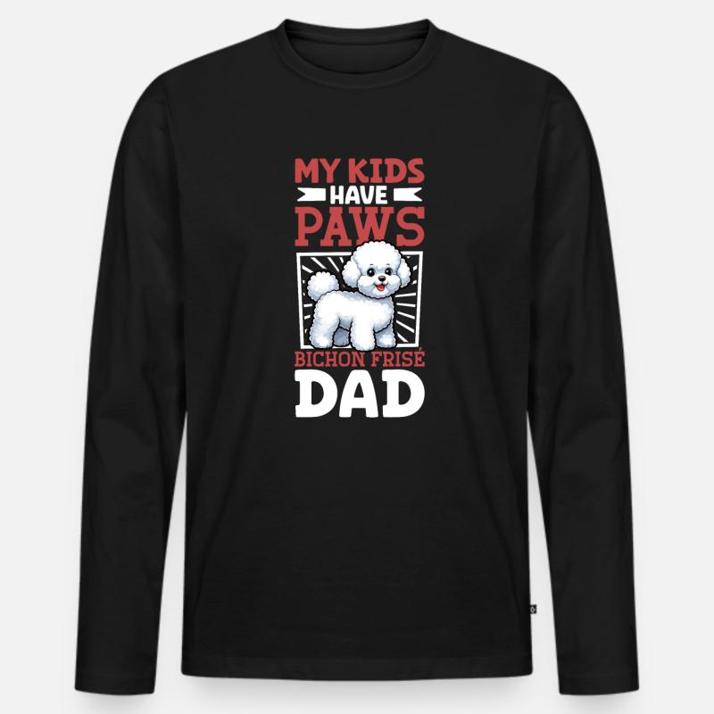 Bichon Frisé Papa - Männer Premium Bio Langarmshirt - Schwarz