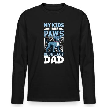 Bleu dentelle papa - T-shirt manches longues Premium bio Homme - noir - Devant - Nico (187cm)