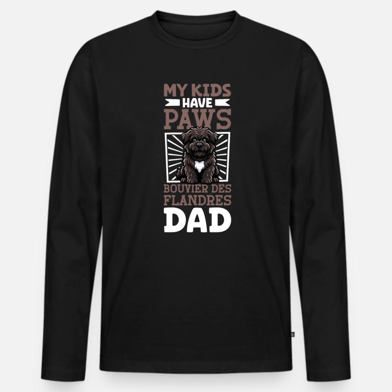 Bouvier des Flandres Papa - Männer Premium Bio Langarmshirt - Schwarz