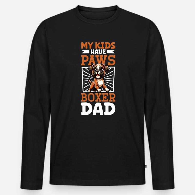 Boxer Papa - Männer Premium Bio Langarmshirt - Schwarz