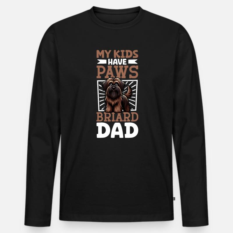 Briard Papa - Männer Premium Bio Langarmshirt - Schwarz