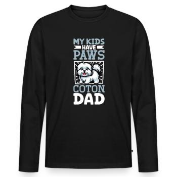 Coton de Tulear Papa - T-shirt manches longues Premium bio Homme - noir - Devant - Nico (187cm)