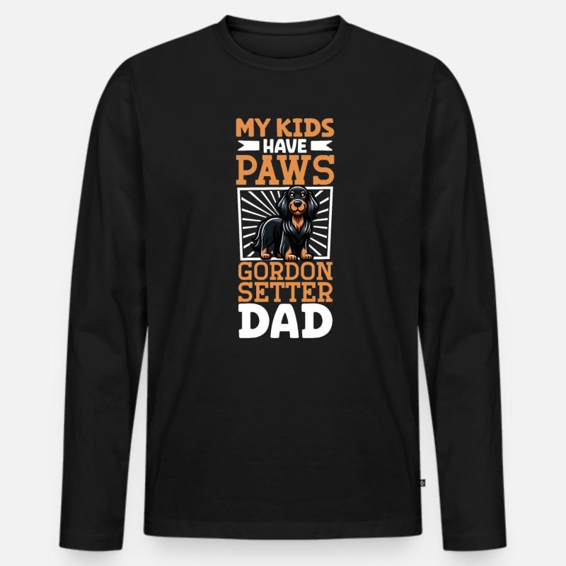 Gordon Setter Papa - Männer Premium Bio Langarmshirt - Schwarz