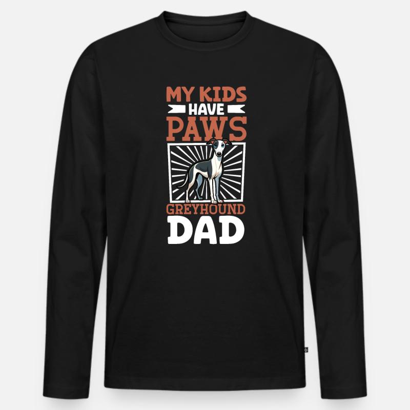 Greyhound Papa - Männer Premium Bio Langarmshirt - Schwarz
