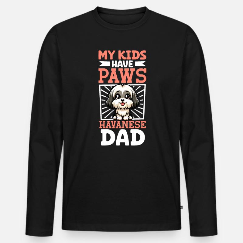 Havaneser Papa - Männer Premium Bio Langarmshirt - Schwarz