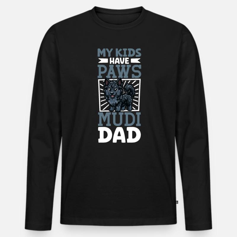 Mudi Papa - Männer Premium Bio Langarmshirt - Schwarz