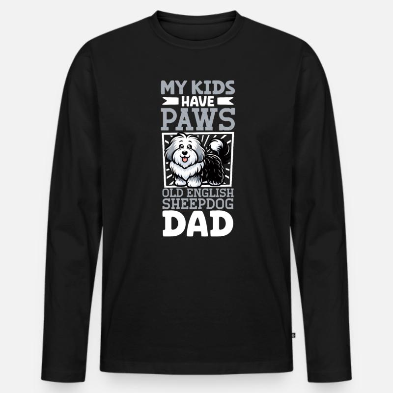 Bobtail Papa - Männer Premium Bio Langarmshirt - Schwarz