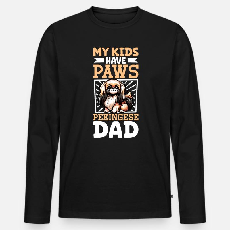 Pekingese Papa - Männer Premium Bio Langarmshirt - Schwarz