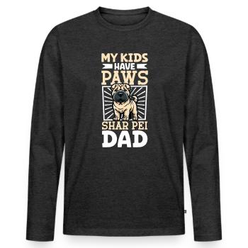 Shar-Pei Papa - Männer Premium Bio Langarmshirt - Anthrazit meliert - Vorne - Nico (187cm)