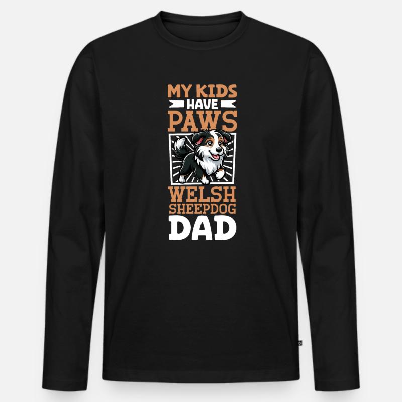 Welsh Sheepdog Papa - Männer Premium Bio Langarmshirt - Schwarz
