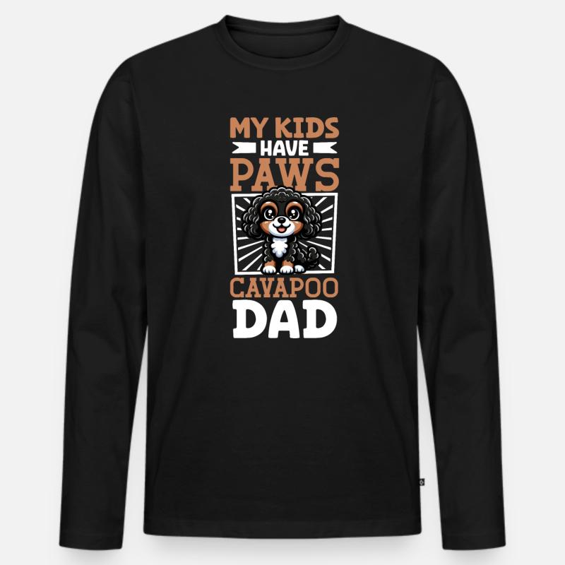Cavapoo Papa - Männer Premium Bio Langarmshirt - Schwarz
