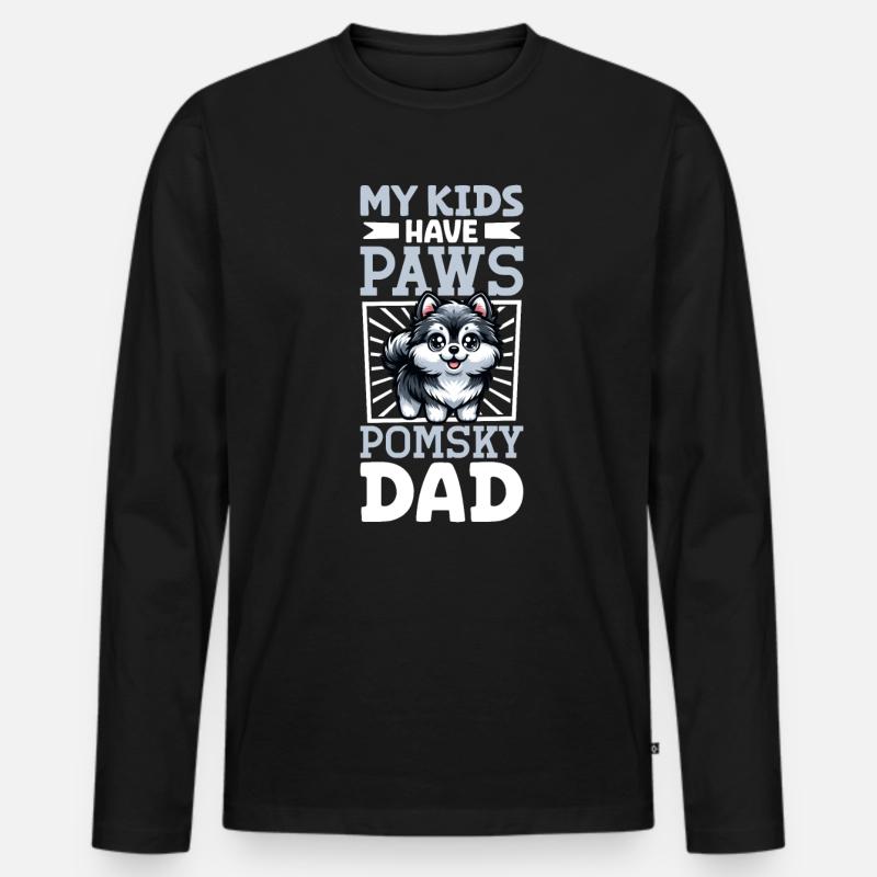 Pomsky Papa - Männer Premium Bio Langarmshirt - Schwarz