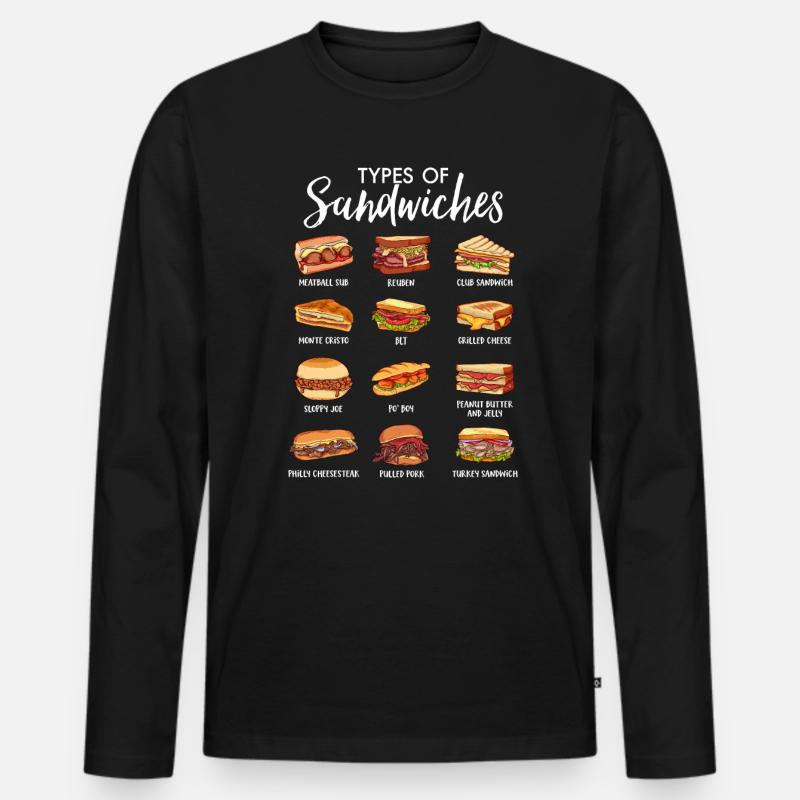 Welt der Sandwiches - Männer Premium Bio Langarmshirt - Schwarz