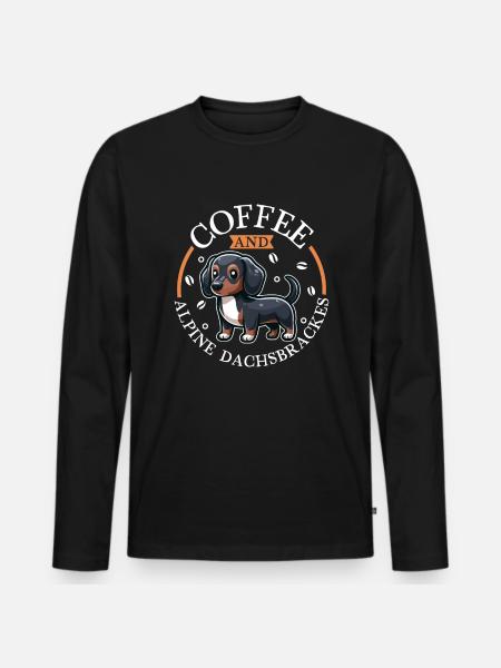 Coffee and Alpine Dachsbracke - Men's Premium Organic Long Sleeve Shirt - black