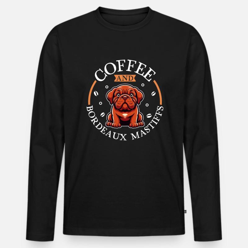 Kaffee und Bordeauxdogge - Männer Premium Bio Langarmshirt - Schwarz