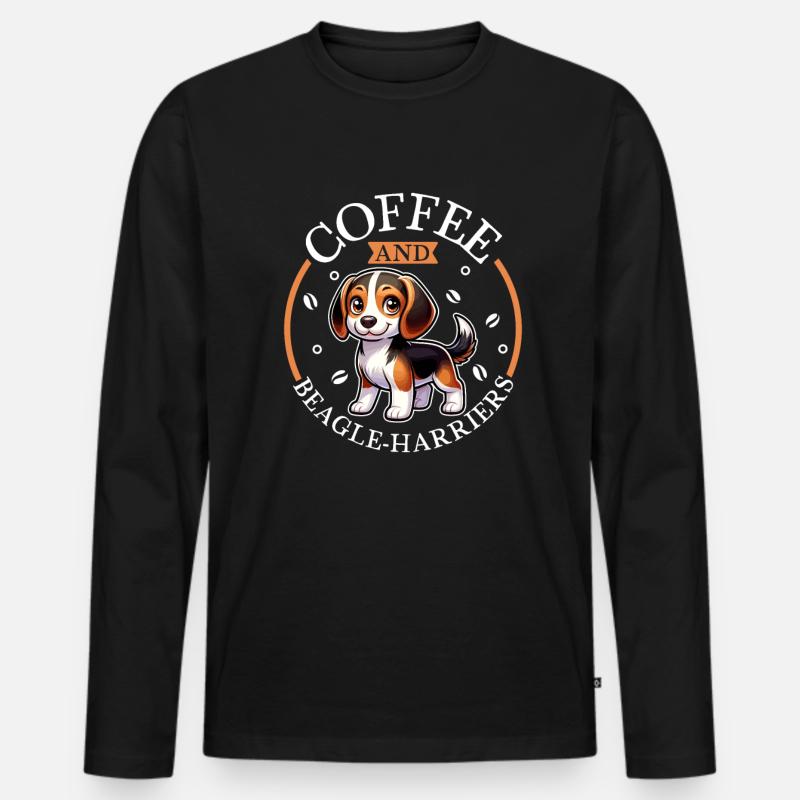 Kaffee und Beagle-Harrier - Männer Premium Bio Langarmshirt - Schwarz