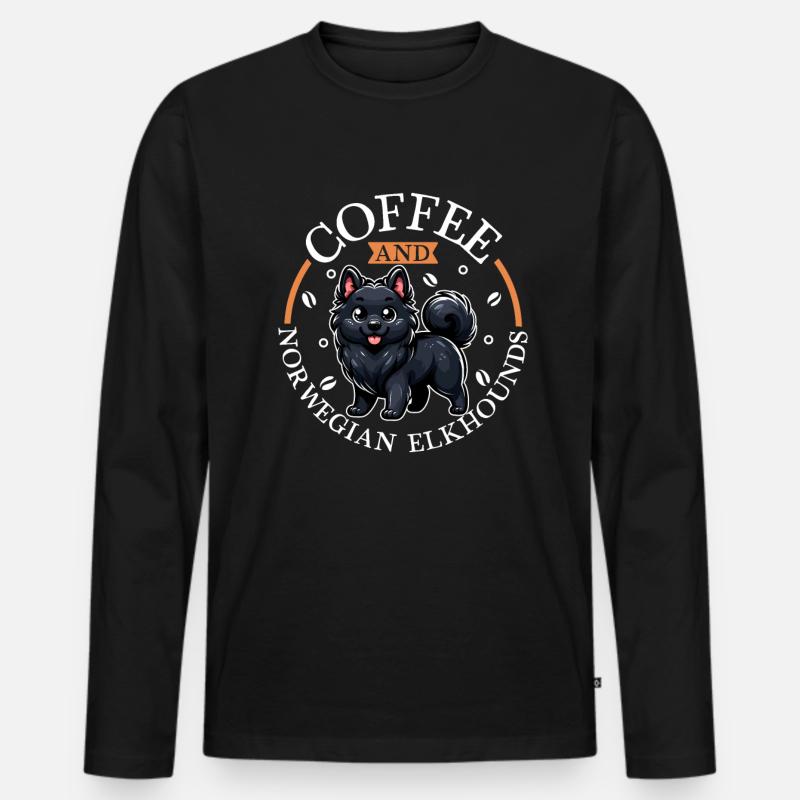 Kaffee und Norwegischer Elchhund - Männer Premium Bio Langarmshirt - Schwarz