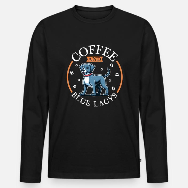 Kaffee und Blue Lacy - Männer Premium Bio Langarmshirt - Schwarz