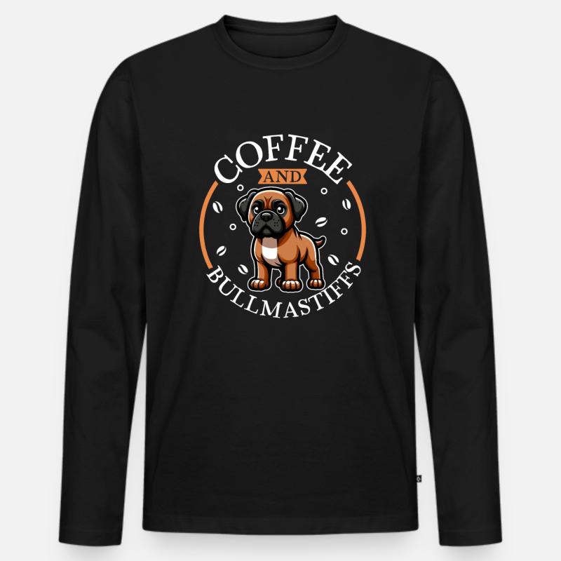 Kaffee und Bullmastiff - Männer Premium Bio Langarmshirt - Schwarz